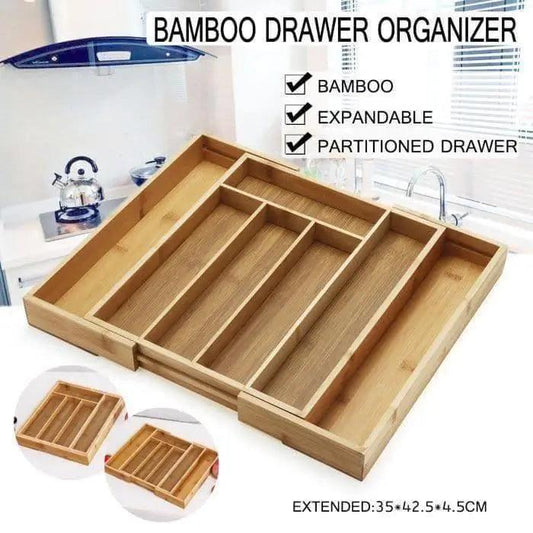 Range-couverts en bambou à largeur extensible